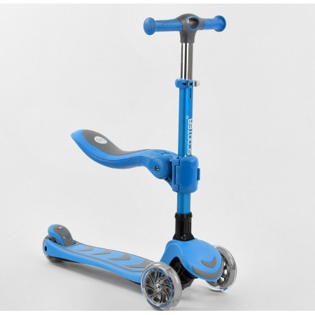 Самокат триколісний Best Scooter Т-04177 Складаний з сидінь Колеса з підсвічуванням Синій