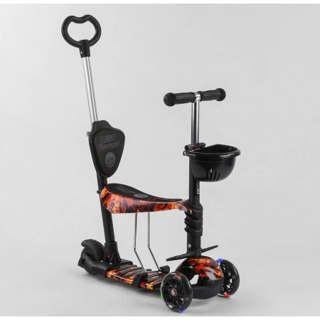 Самокат триколісний Best Scooter 17334 Колеса поліуретан Світяться Батьківська ручка Абстракція
