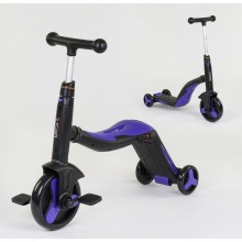Cамокат Best Scooter JT 30304 3 в 1 триколісний Самокат беговел велосипед З підсвічуванням і музикою 8 мелодій Фіолетовий (30304A)