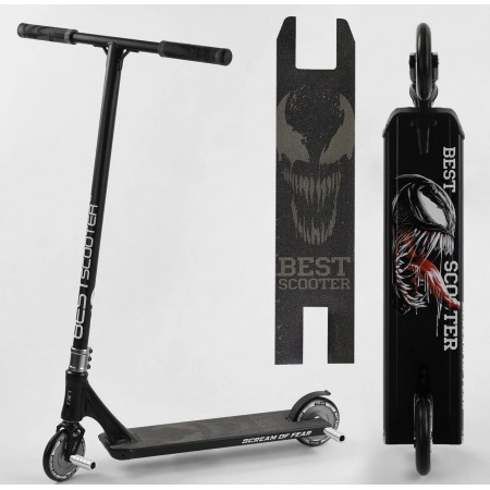 Самокат трюковий Best Scooter 61375 VENOM з пегами Чорний з сірим