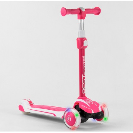 Самокат триколісний Best Scooter MX-70908 MAXI Регулювання керма Підсвічування Рожевий
