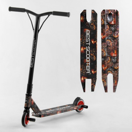 Самокат трюковий Best Scooter 748009 з HIC системою Пегі Чорний з помаранчевим