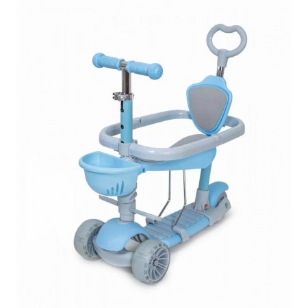 Самокат триколісний ITRIKE JR3-027-2 MAXI 5в1 Батьківська ручка Кошик Блакитний