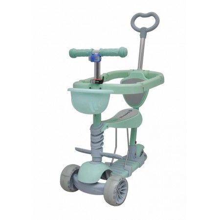 Самокат триколісний ITRIKE JR3-027-2 MAXI 5в1 Батьківська ручка Кошик Зелений
