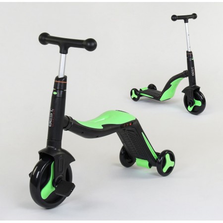 Cамокат Best Scooter JT 3 в 1 триколісний. Самокат - беговел - велосипед. З підсвічуванням і музикою, 8 мелодій. Салатовий. (40405A)