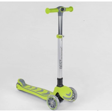 Самокат трехколесный Best Scooter 46987 Складной Колеса полиуретан с подсветкой Салатовый