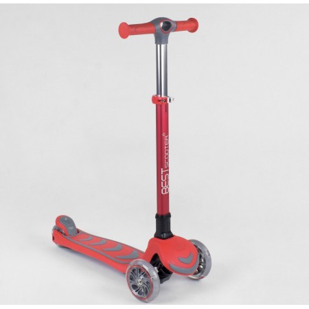 Самокат трехколесный Best Scooter 92606 Складной Колеса полиуретан с подсветкой Красный
