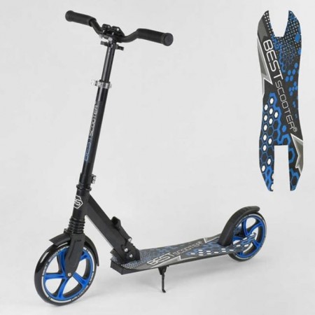 Двоколісний самокат Best Scooter 49716 складний з амортизатором Нова конструкція Синій