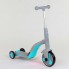 Cамокат триколісний Best Scooter JT 10181 3 в 1 Самокат беговел велосипед З підсвічуванням і музикою 8 мелодій Сірий з блакитним