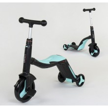 Cамокат триколісний Best Scooter JT 20255 3 в 1 Самокат беговел велосипед З підсвічуванням і музикою 8 мелодій Чорний з блакитним