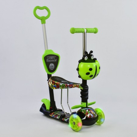 Самокат трехколесный Best Scooter 97630 "Абстракция" 5 в 1 Подсветка колес Зеленый