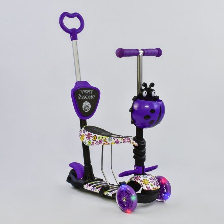 Самокат трехколесный Best Scooter 97240 "Абстракция" 5 в 1 Подсветка колес Фиолетовый
