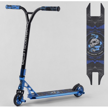 Самокат трюковый Best Scooter 78295 с HIC системой  Пегами  диск и дека алюминиевые Черный с синим