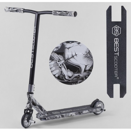 Самокат трюковый Best Scooter 93215  с HIC системой  Пегами Черный серебро