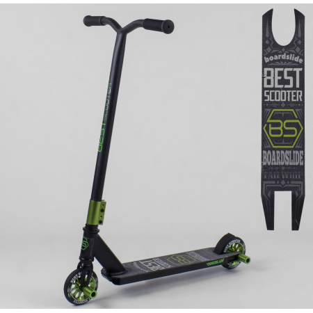 Самокат трюковый Best Scooter 50814  с Пегами Черный с зеленым
