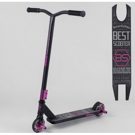 Самокат трюковый Best Scooter 52650  с Пегами Черный с фиолетовым