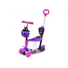 Самокат Best Scooter L-12409 трехколесный 5 в 1. Подсветка платформы и колес . Колеса полиуретановые PU. Фиолетовый (12409A)