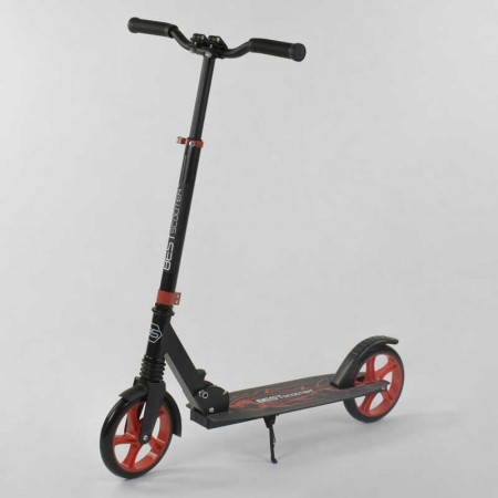 Двухколесный самокат Best Scooter "SHARK" 39536 складной с амортизатор Черный с красным
