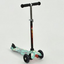 Самокат Best Scooter MINI 779-1206 трехколесный. Колеса поулиретановые с подсветкой. Подшипники типа ABEC-7. Черный - бирюзовый. (779-1206 А)