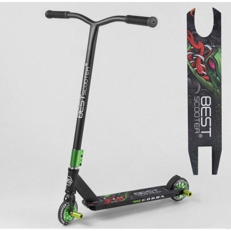Самокат трюковый Best Scooter COBRA 24544 HIC-система Черно-Зеленый