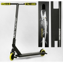 Самокат трюковий Best Scooter BC-30111 Barracuda HIC-система ПЕГІ алюмінієвий диск та дека колеса PU Чорний з жовтим
