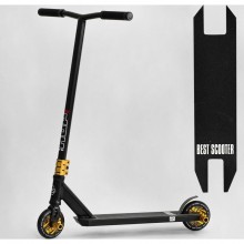 Самокат трюковий Best Scooter N-01801 HOP алюмінієвий колеса 120 мм HIC-система Пеги чорно-золотий