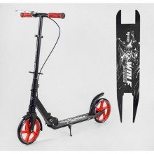 Двоколісний самокат Best Scooter WOLF W-18342 складаний з амортизатором Ручне гальмо Чорне з червоним