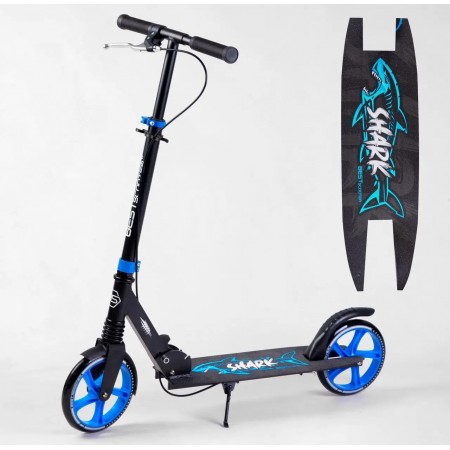 Самокат двоколісний Best Scooter 19015 SHARK з ручним гальмом колеса 20 см Чорний з синім