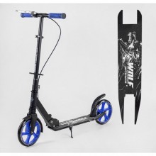 Двоколісний самокат Best Scooter WOLF W-23949 складаний з амортизатором Ручне гальмо Чорне з синім