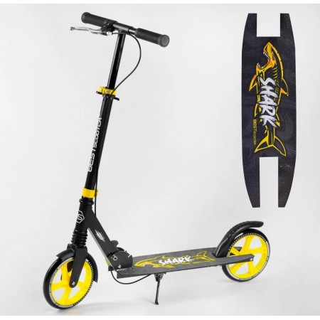Самокат двоколісний Best Scooter 20787 SHARK з ручним гальмом колеса 20 см Чорний з жовтим