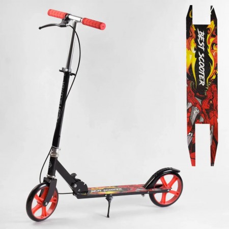 Самокат двоколісний Best Scooter 27664 з ручним гальмом колеса 20 см Чорний з червоним