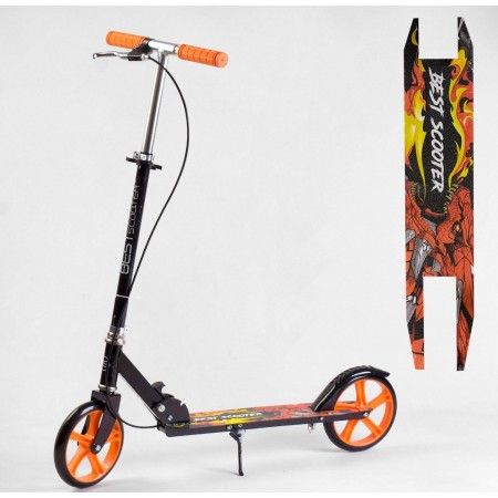 Самокат двоколісний Best Scooter 94621 з ручним гальмом колеса 20 см Чорний з помранчевим