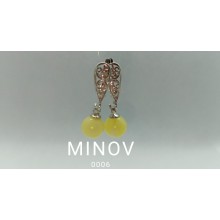 Сережки MINOV 0006 з натурального бурштину Медовий відтінок
