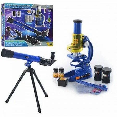 Телескоп TOYS CQ 031 Дитячий набір вченого "Мікроскоп із лінзами та телескопом" Синій