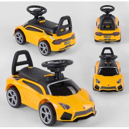Дитяча каталка JOY LB 101 Толокар Lamborghini музичне кермо Багажник Жовтий