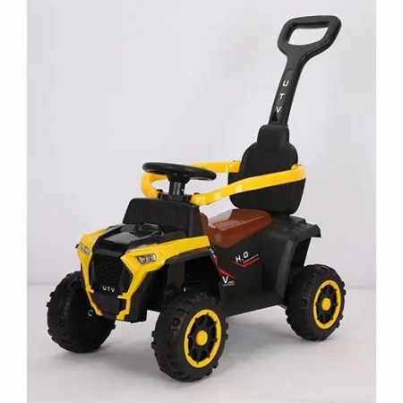 Машинка-каталка Bambi M 4802-6 Толокар 2 в 1 з батьківською ручкою Музикою та світлом Жовтий