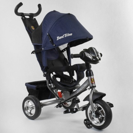 Детский трехколесный велосипед Best Trike 6588-26-011 поворотное сиденье LED фара Сигнализация Синий