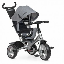 Дитячий триколісний велосипед Turbo Trike 3113-19L колеса піна Батьківська ручка Сірий льон