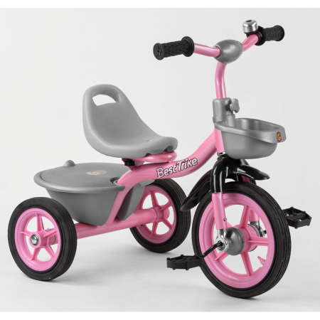 Дитячий триколісний велосипед Best Trike BS-1142 на гумових колесах Рожевий