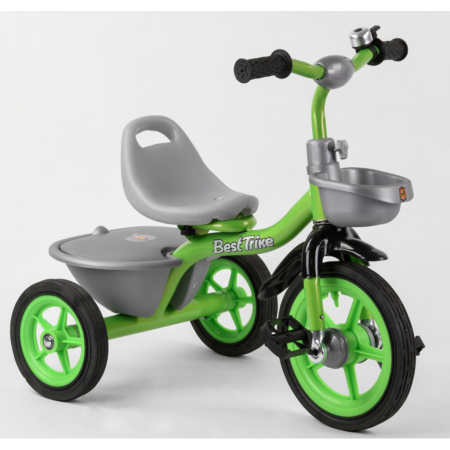 Дитячий триколісний велосипед Best Trike BS-3615 на гумових колесах Зелений