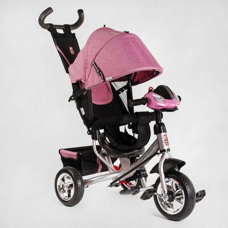 Дитячий триколісний велосипед Best Trike 6588/74-305 з музичною фарою USB Колеса піна Рожевий
